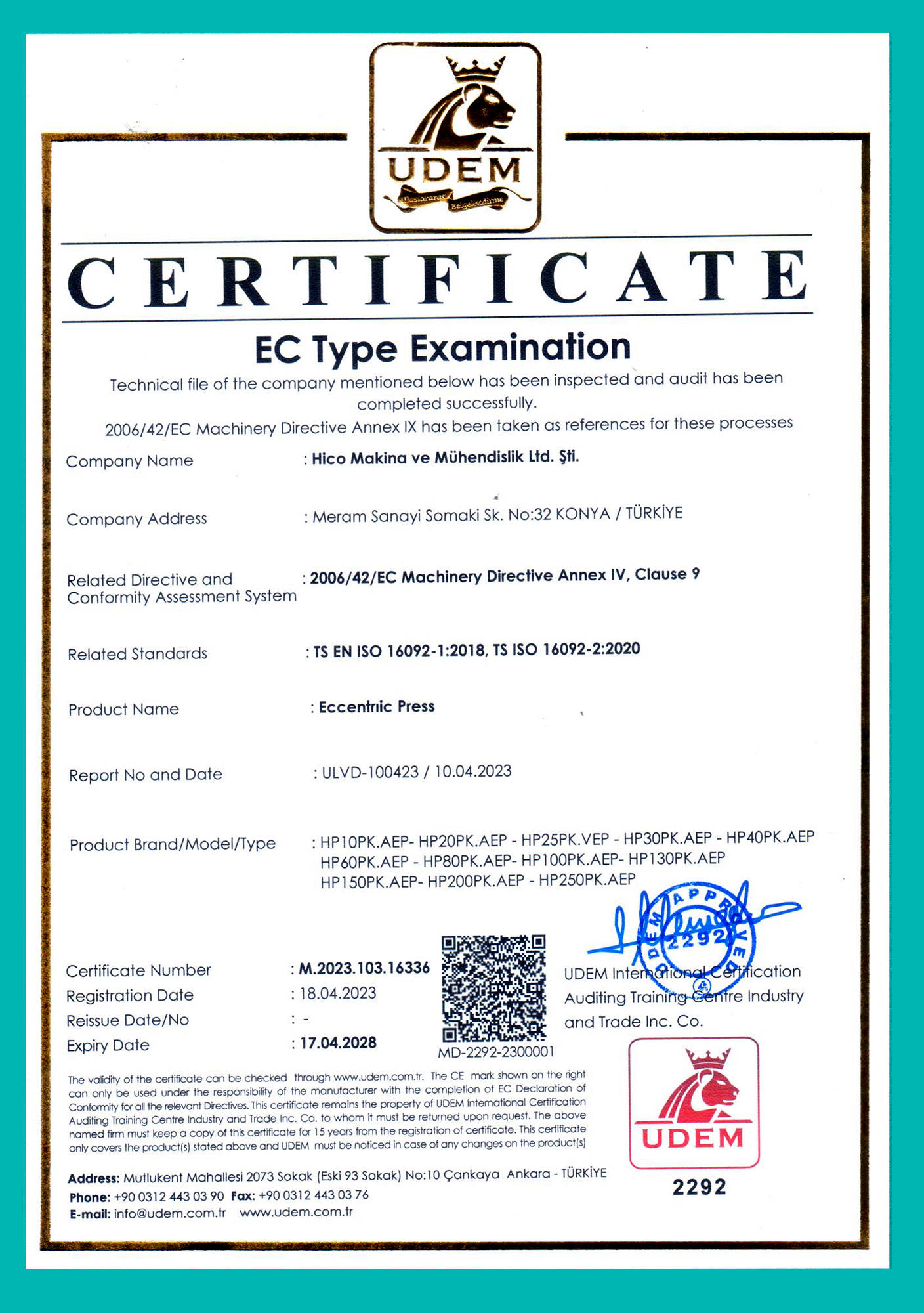 EC TYPE CERTIFICATE